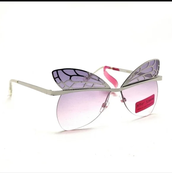 🕶 💕BOGO Betsey Johnson Pastel Lavender Pink Gradient Butterfly Sunglasses NWT - Picture 3 of 4